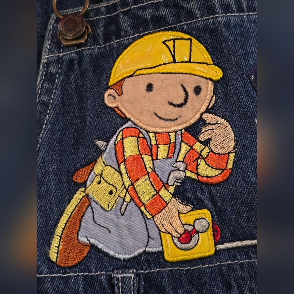 Vintage Y2K Bob the Builder Denim Overalls Size 5 Kids 100% Cotton - Picture 3 of 10